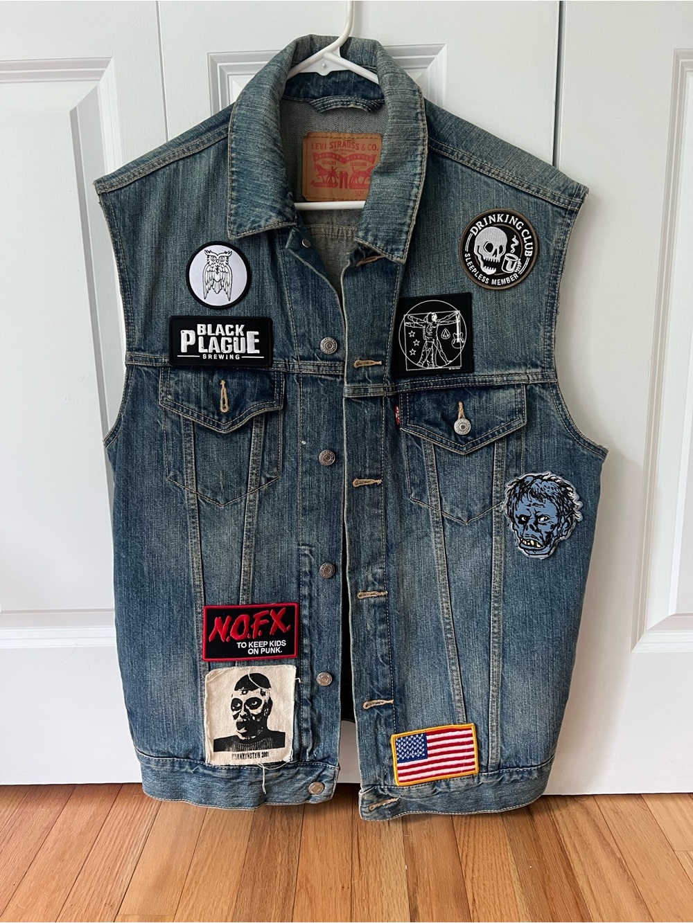 Levi's Blue Denim Jacket with Leather Logo Patch